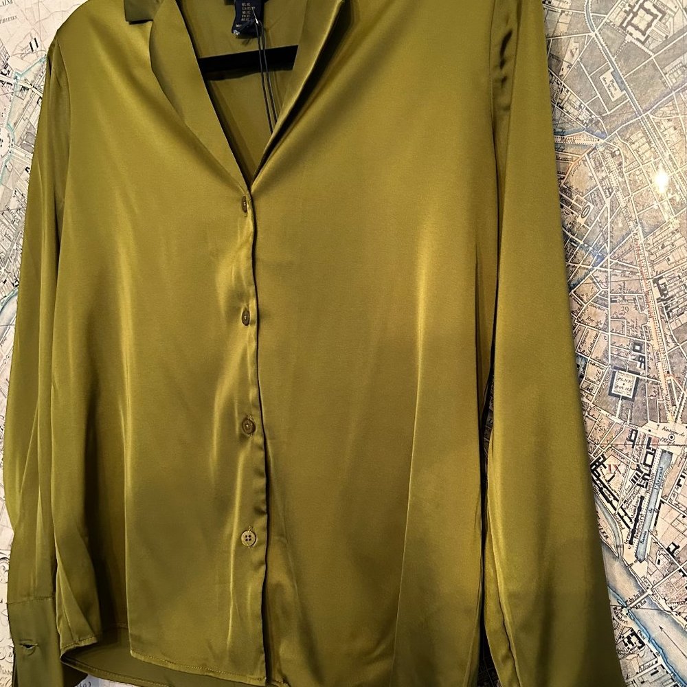 Green silky blouse